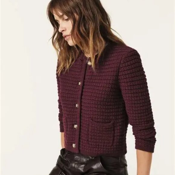 NEW Ba&sh Gaspard Cardigan Sweater - Bordeaux  - medium - New With Tags - Picture 6 of 7